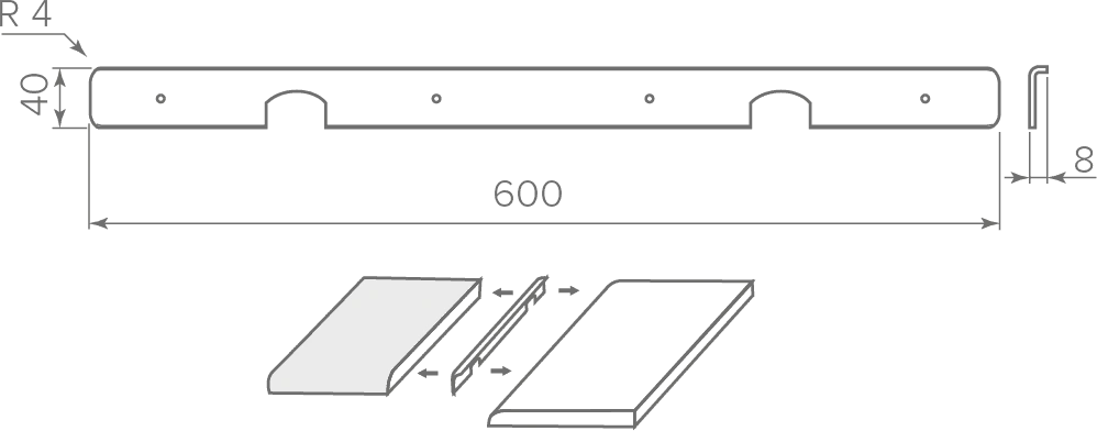 Угловая соединительная планка для столешницы эггер