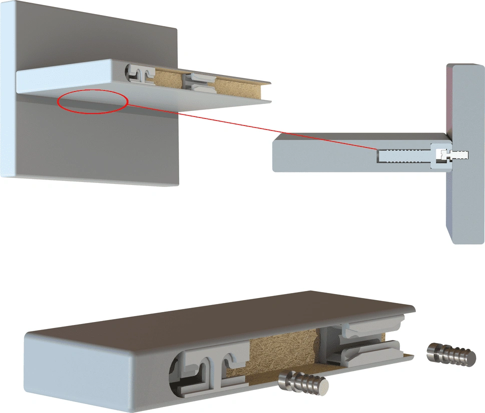 Zero скрытый фронтальный полкодержатель для деревянных полок толщиной от 18 мм с фиксацией